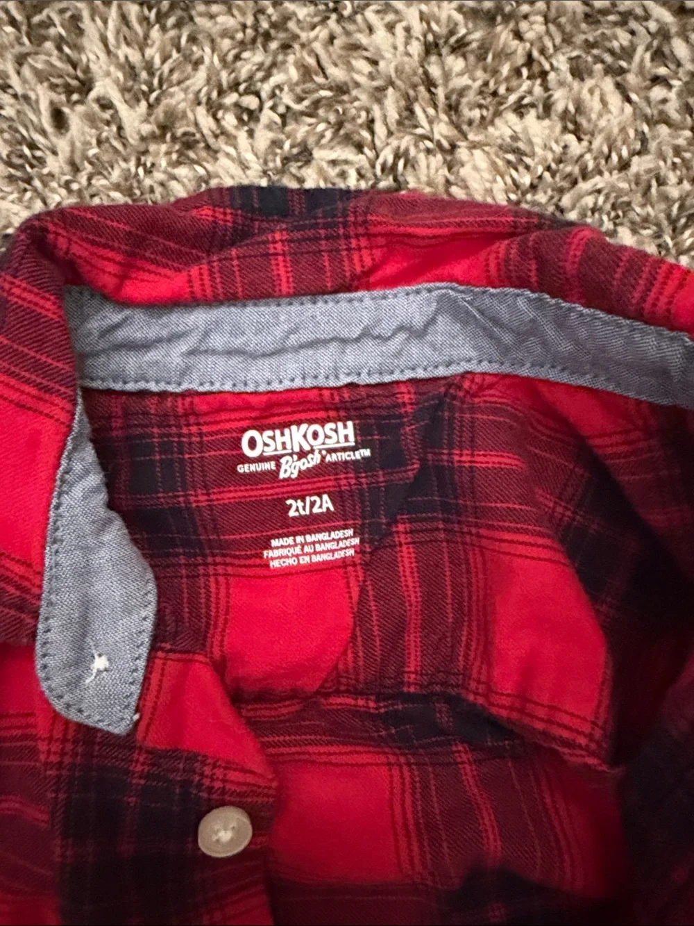OshKosh B'gosh Red & Black Plaid Button-Down Shirt